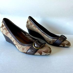 Coach Signature Print Millie Wedge Size 9